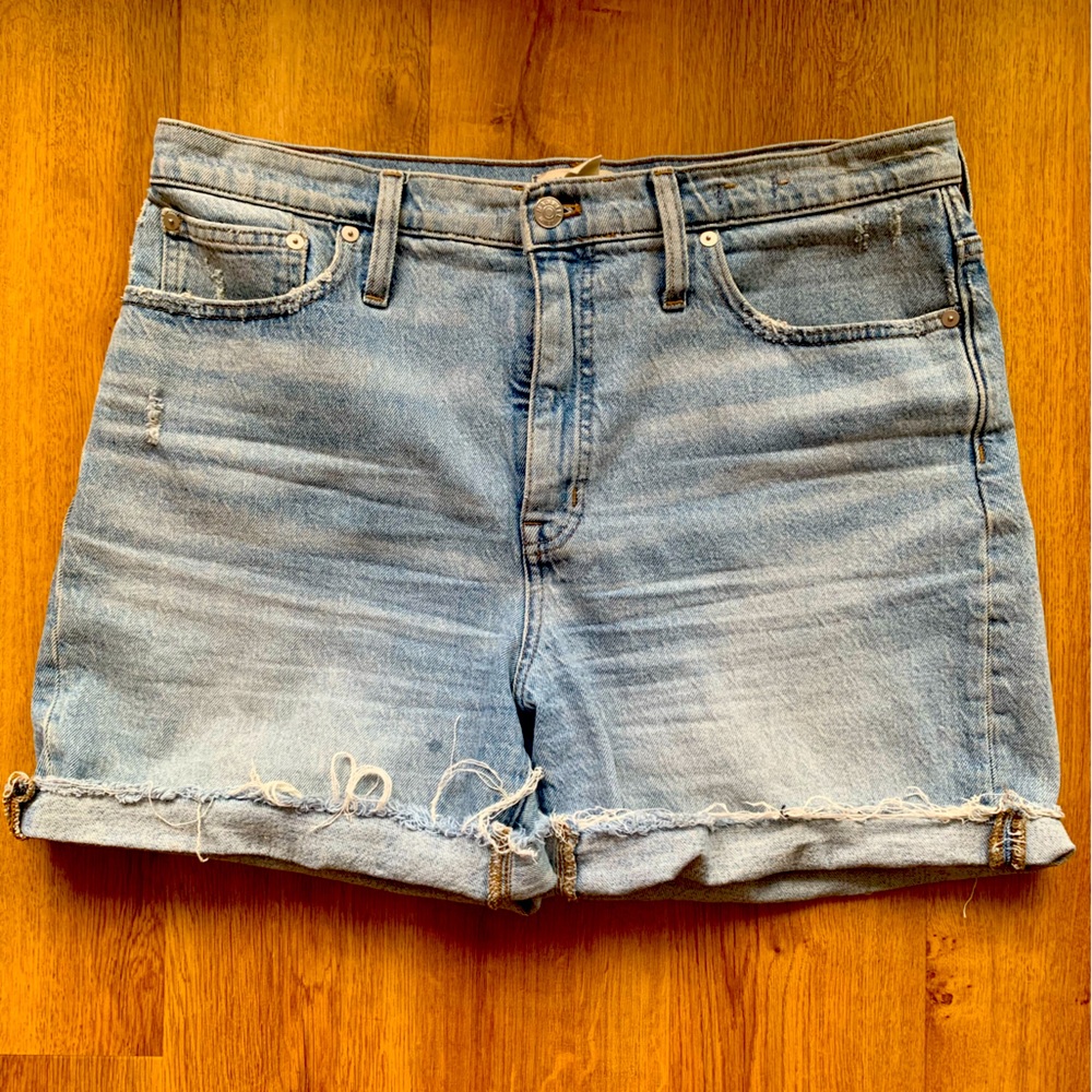 Madewell high rise mid-length cut-off denim shorts
